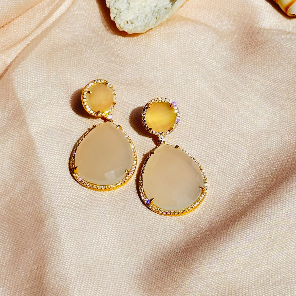  Three Color stone Silver 925 Earrings