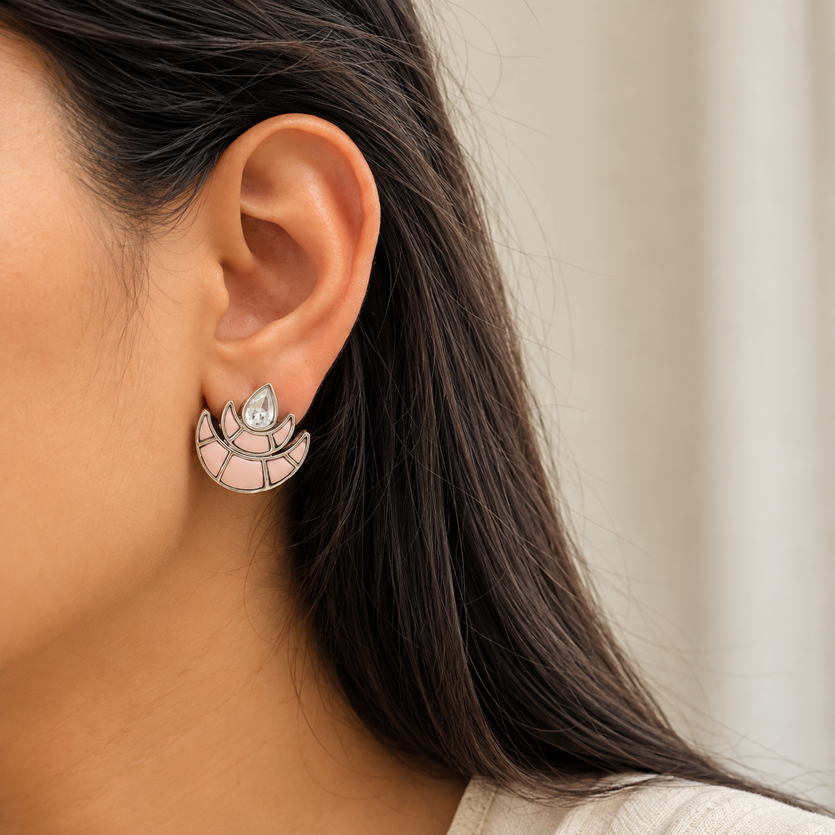 Kanika Pink Silver 925 Stud Earrings