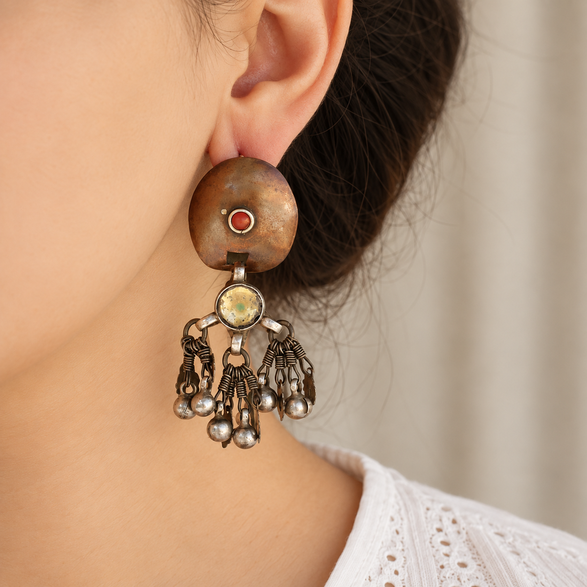 Katthai Antique 18K Gold Plated Silver Earrings