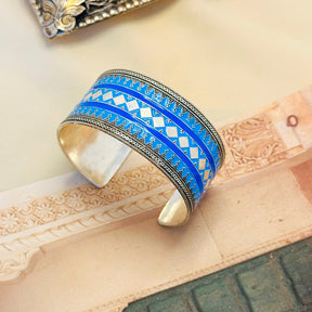 Festive Enamel Silver 925 Cuff Bangle