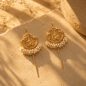 Kenay 18K Gold Plated Silver 925 Pearl Earcuffs
