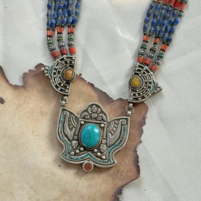 Silver 925 jewelry, Sterling silver necklace, Handmade silver jewelry, Silver necklace for women, Turquoise Necklace, Lapis Lazuli, Coral Gemstone,