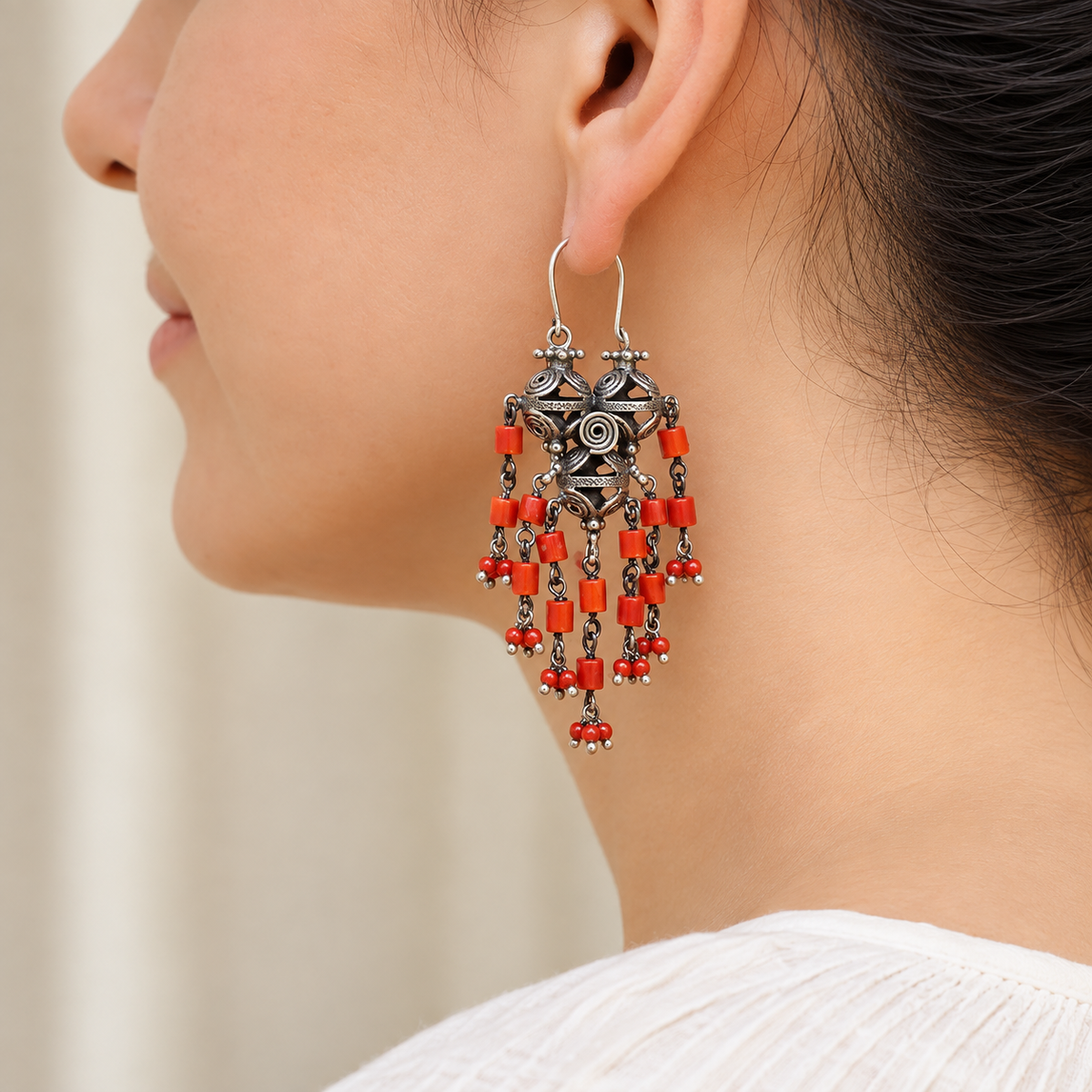 Leila Traditional Silver 925 Earrings