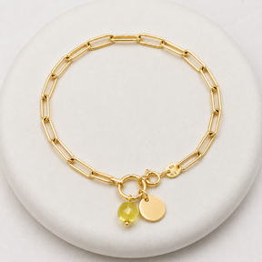Gem & Initial Silver 925 Bracelet