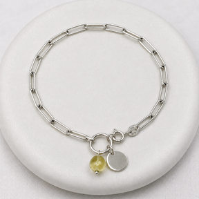 Gem & Initial Silver 925 Bracelet