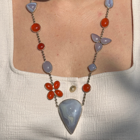 Silver 925 Necklace with Chalcedony and Carnelian
Silver jewelry
silver Necklace 