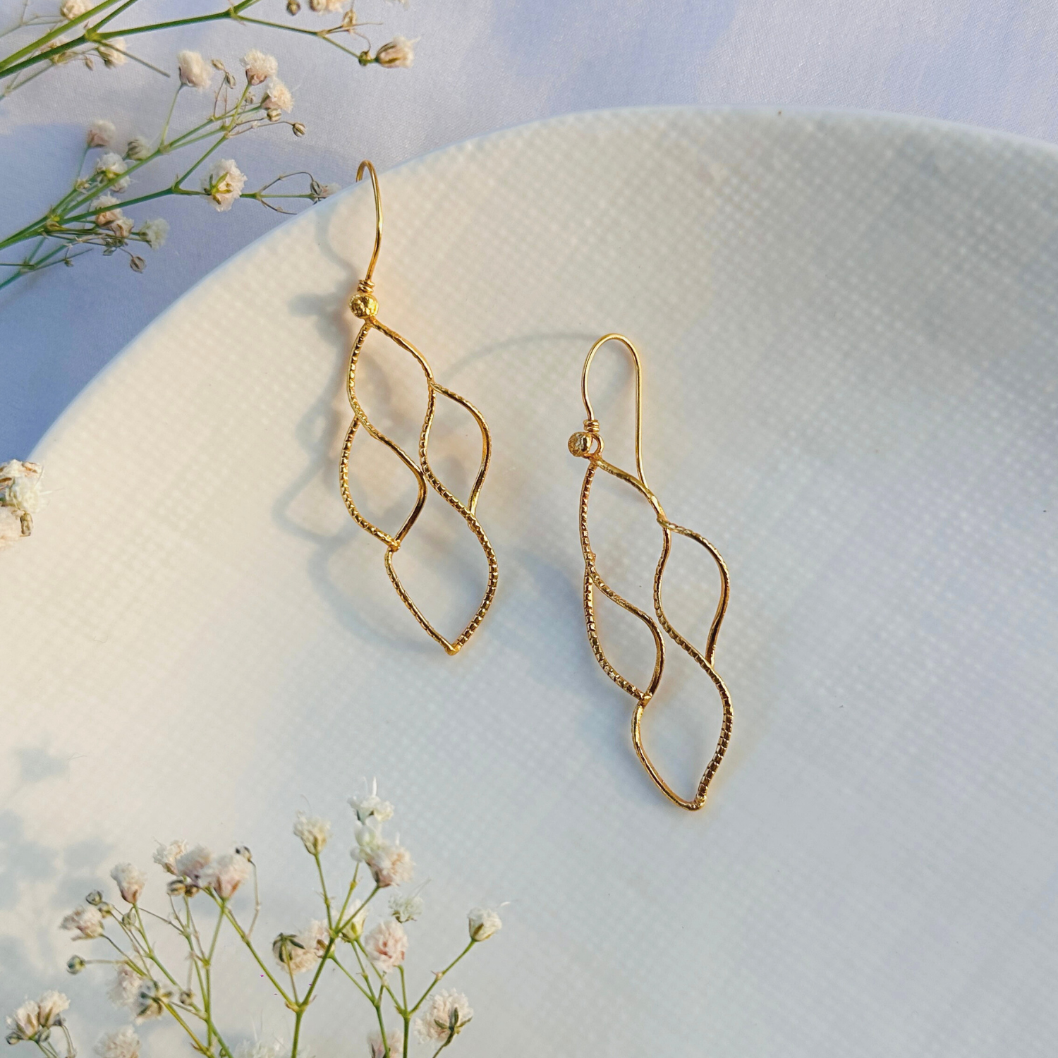 18k gold plated 925 silver earrings perfect for gifting, Golden earrings, earrings 
