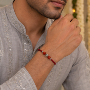 Moh Red Onyx and Silver 925 Rakhi