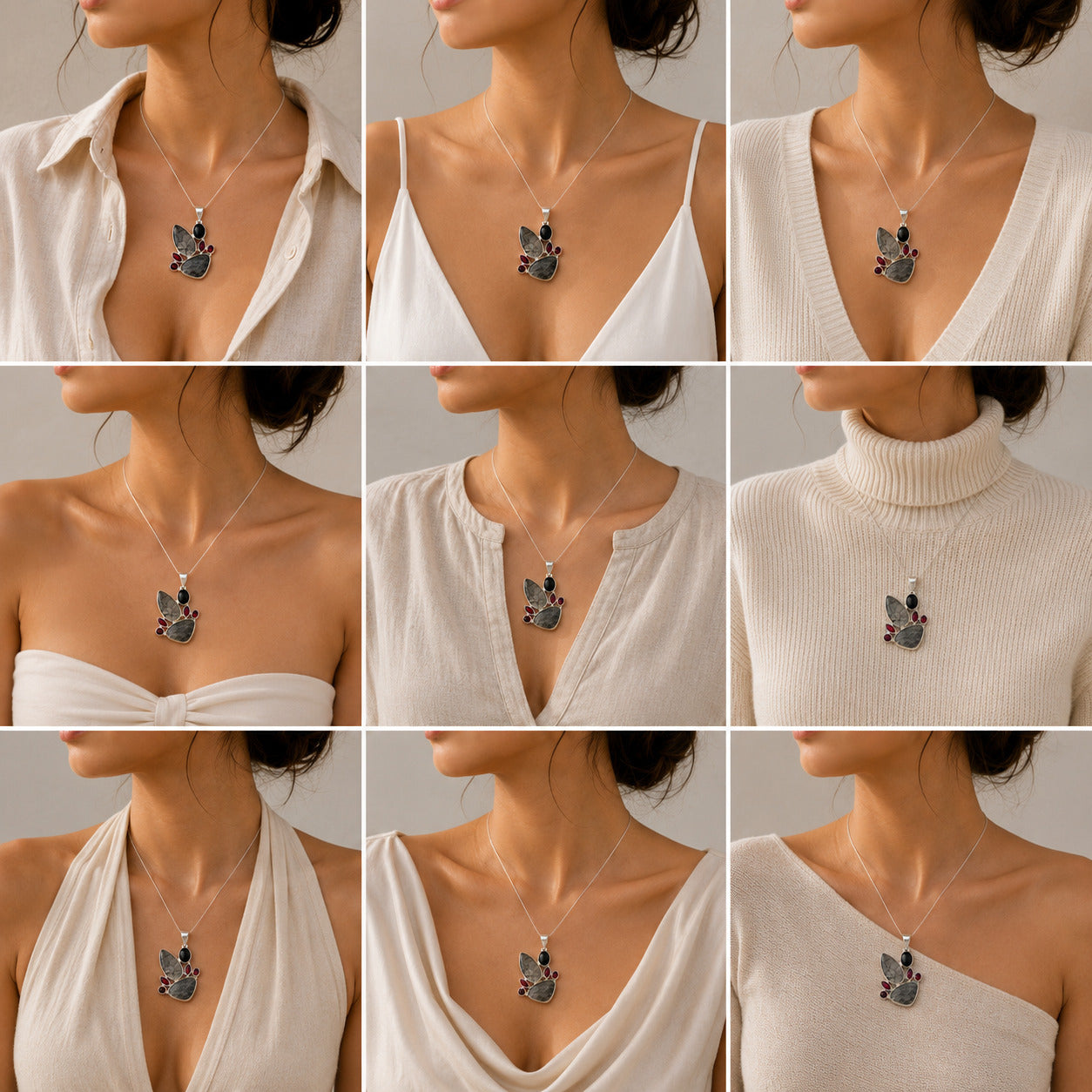 Matilda Multistone Silver 925 Pendant