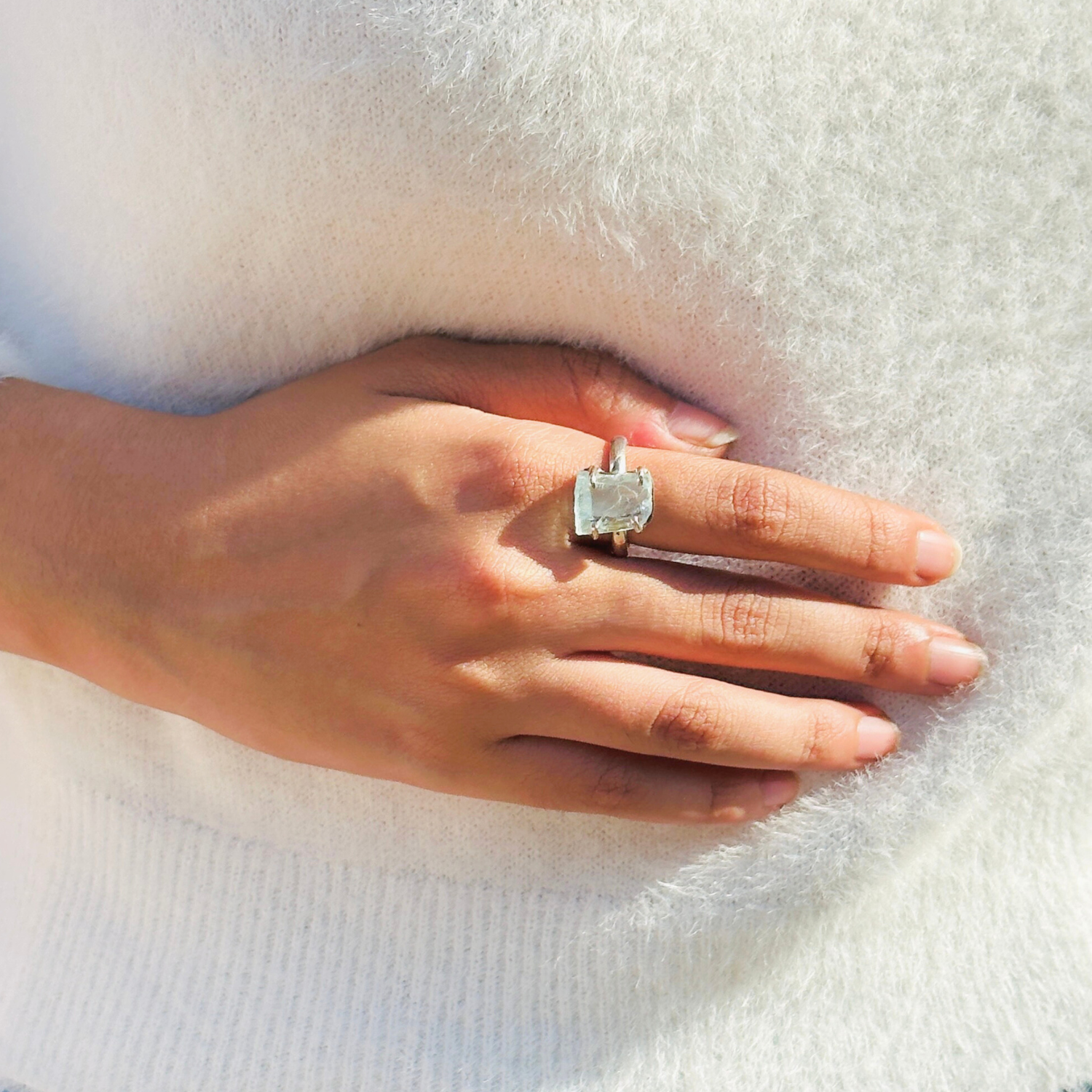 Sole Aquamarine Silver 925 Ring