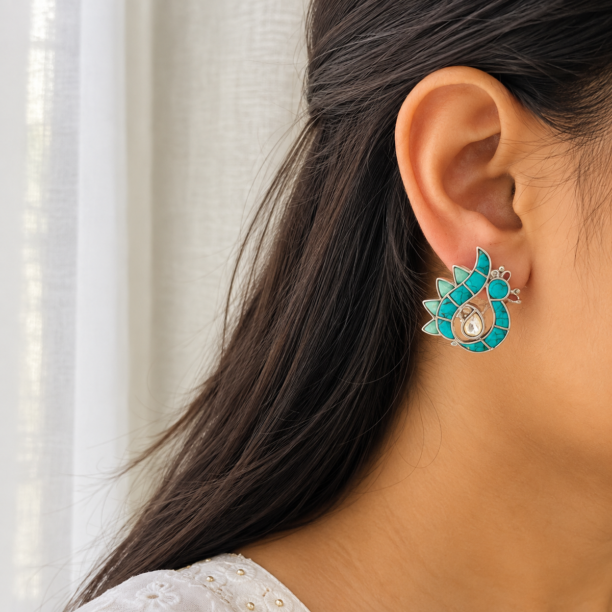 Nandini Turquoise Silver 925 Stud earrings