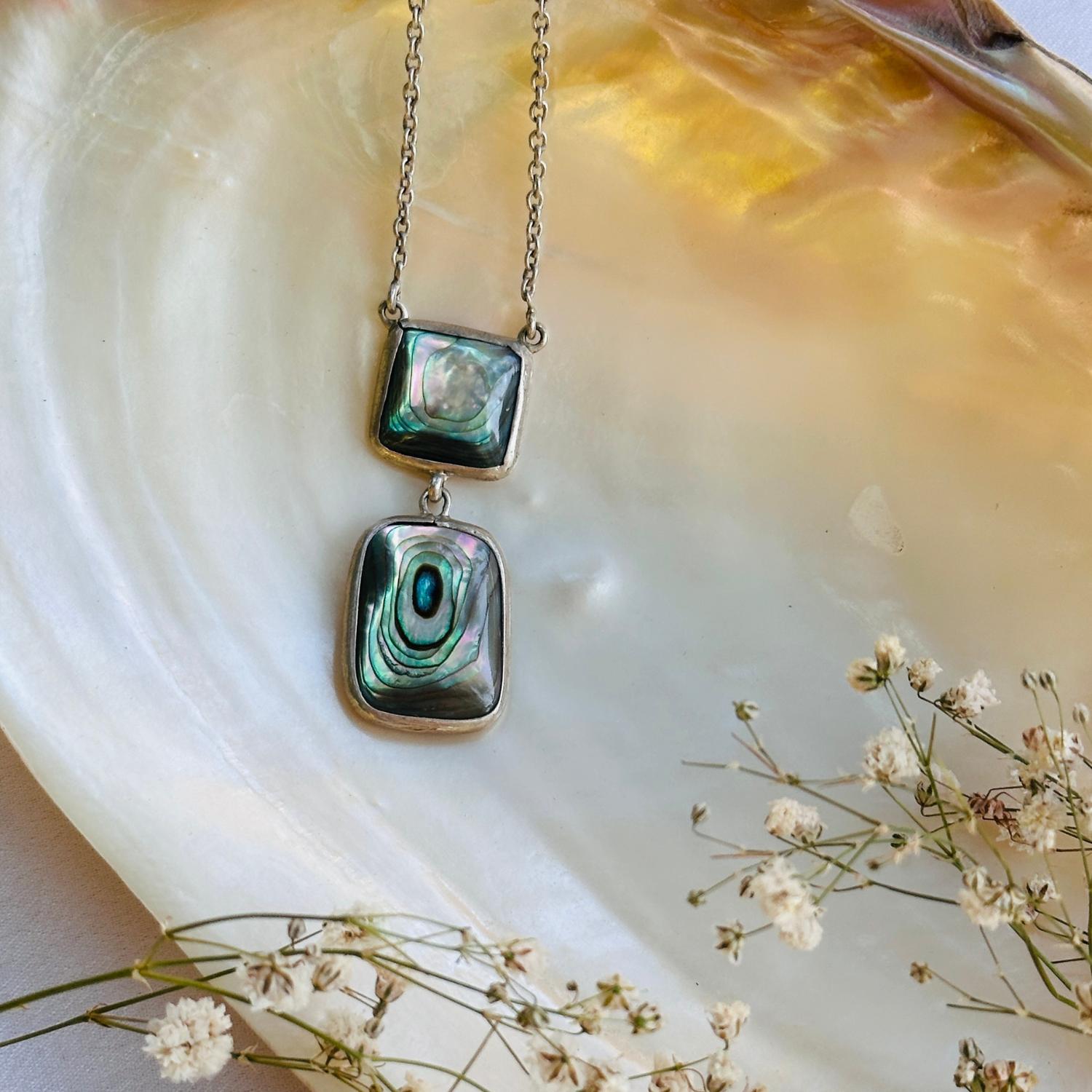 Abalone silver 925 pendant necklace,
Abalone Jewelry, silver pendant, 