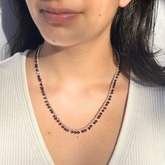 Red Necklace, Minimal necklace, Garnet Necklace, Silver 925 Necklace 