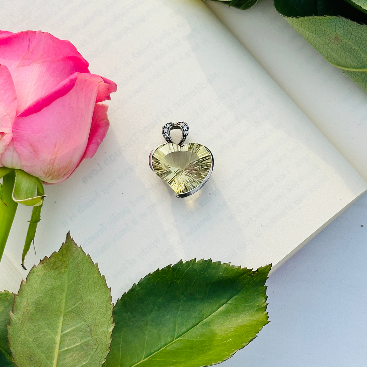 Gemstone Lemon Quartz Silver 925 Heart Pendant
