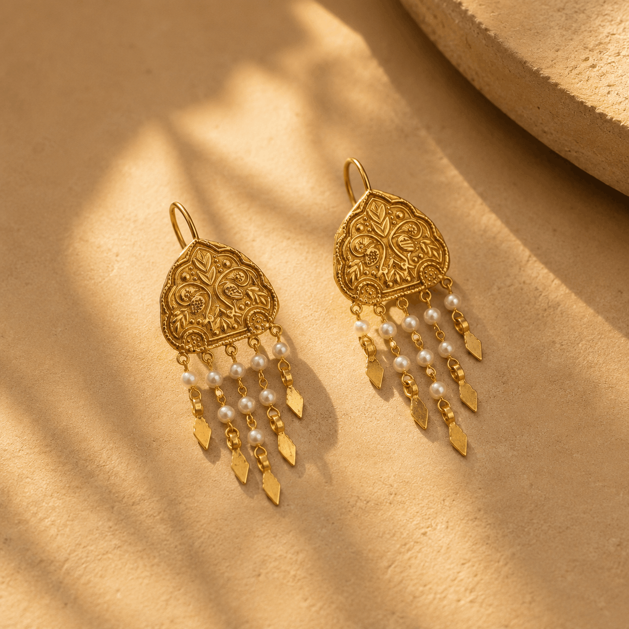 Noor 18K Gold Plated Silver 925 Pearl Earcuffs