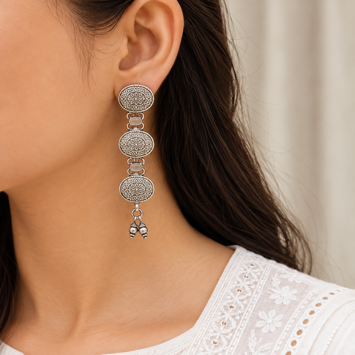 Nur Traditional Silver 925 Earrrings