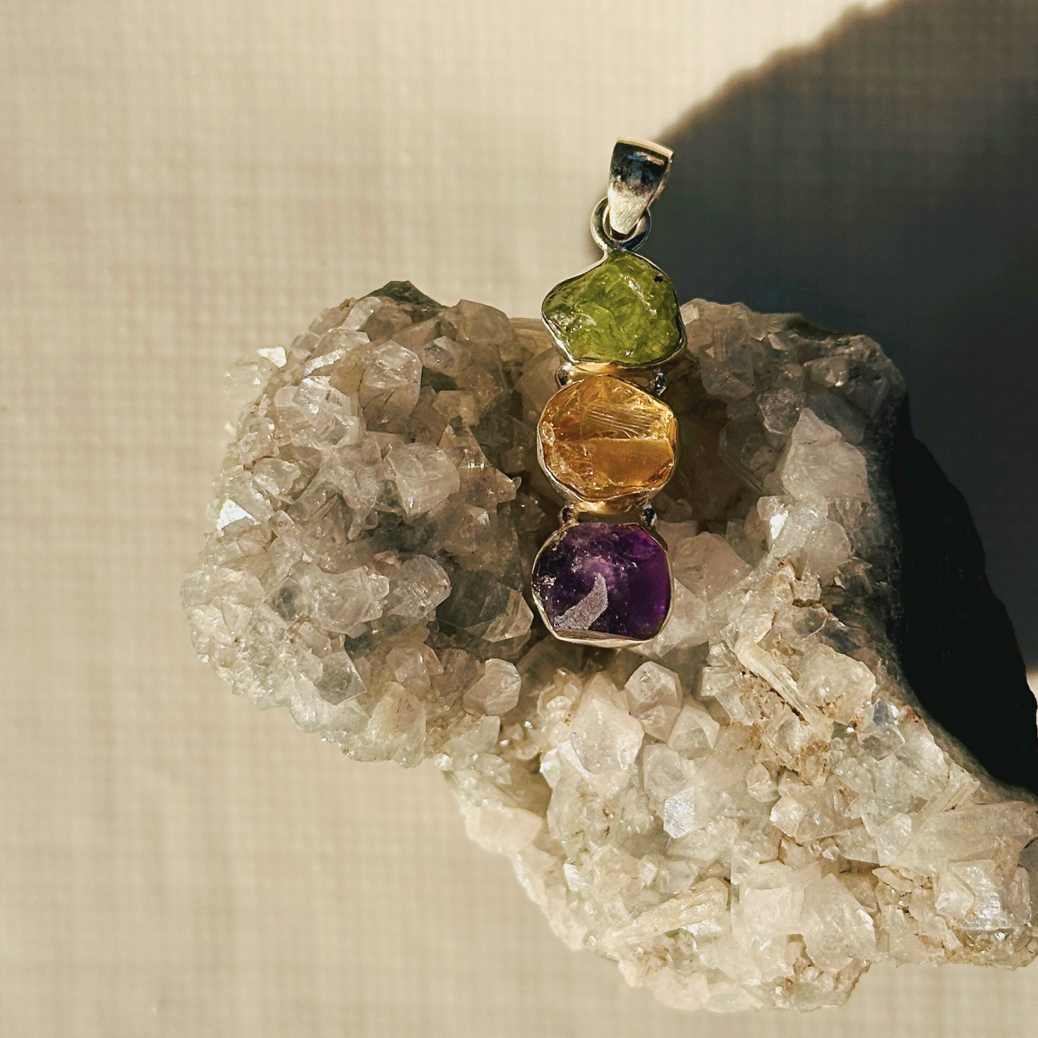 Multicolored gemstone pendant 
silver 925 pendant 