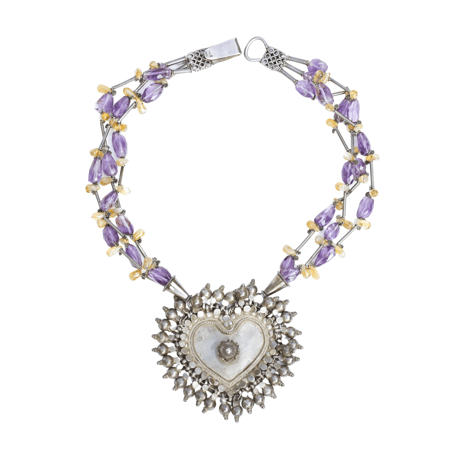 Vija Amethyst & Citrine Silver 925 Pendant Necklace