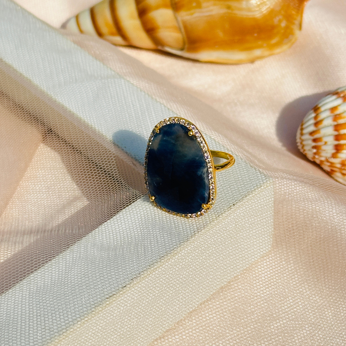 Blue Sapphire 18K Gold Plated Silver 925 Rings