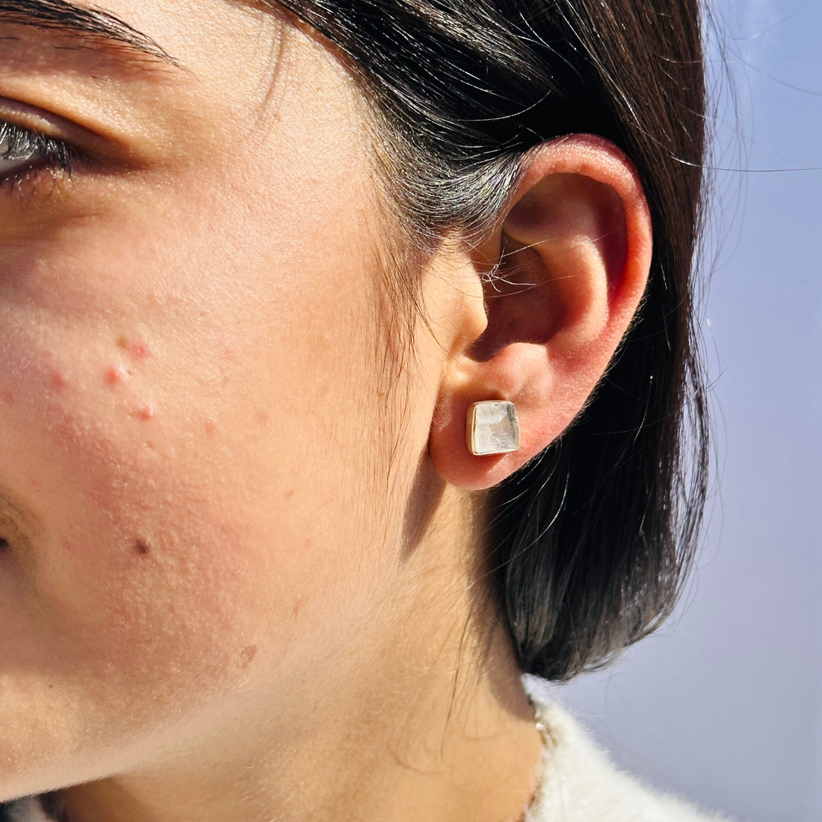 Rainbow moonstone earrings, Silver 925 moonstone earrings