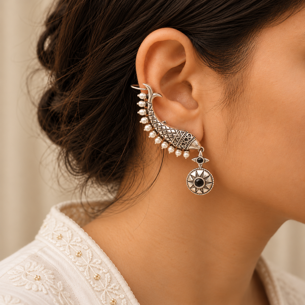Rajmukut Silver 925 Cuff Earrings