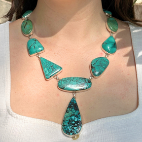 Turquoise silver necklace, Silver 925 turquoise pendant, Turquoise gemstone necklace, Blue stone silver necklace, Turquoise jewelry necklace