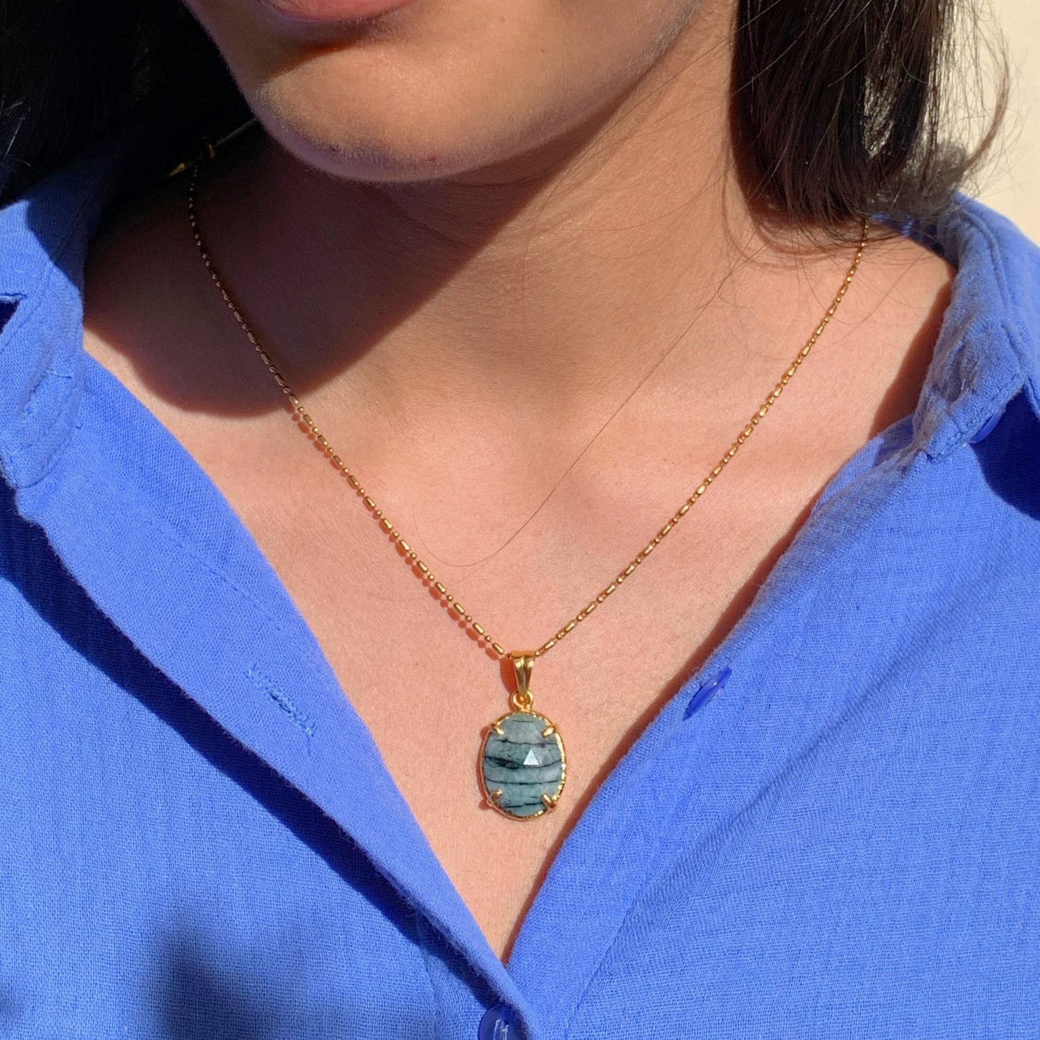 emerald pendant 18K gold plated 925 sterling silver 