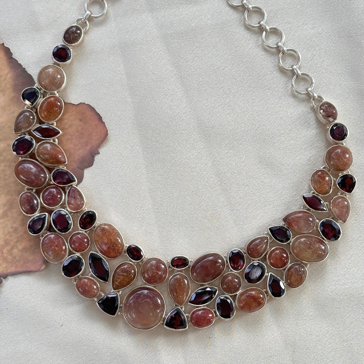 Rutile Quartz & Garnet Pendant Necklace
Silver jewelry 
handcrafted Jewelry 