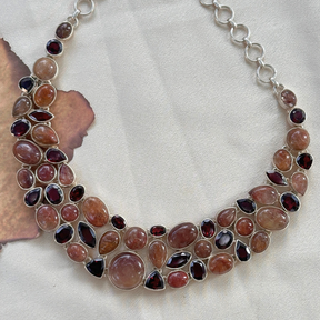 Rutile Quartz & Garnet Pendant Necklace
Silver jewelry 
handcrafted Jewelry 
