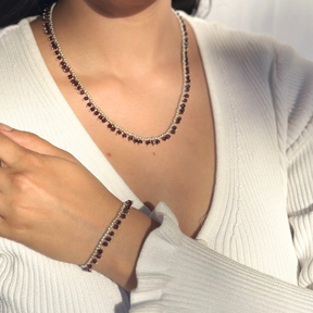 Necklace, Silver Necklace, Garnet Necklace, Minimal Necklace, Red Color Necklace, Garnet Necklace, Natural garnet gemstone silver necklace