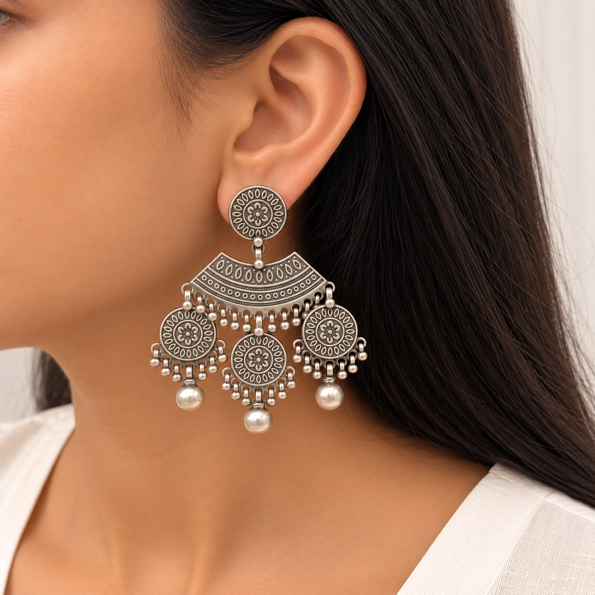 Saanvi Traditional Silver 925 Earrings