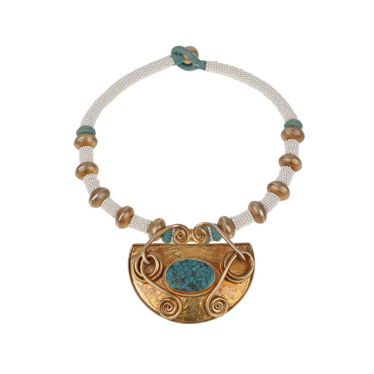 Gold Plated Necklace, Turquoise necklace, Silver necklace , silver Jewelry, Tribal Necklace, Traditional necklace 