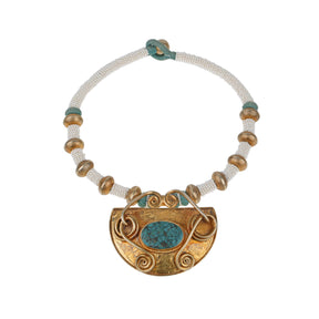 Gold Plated Necklace, Turquoise necklace, Silver necklace , silver Jewelry, Tribal Necklace, Traditional necklace 