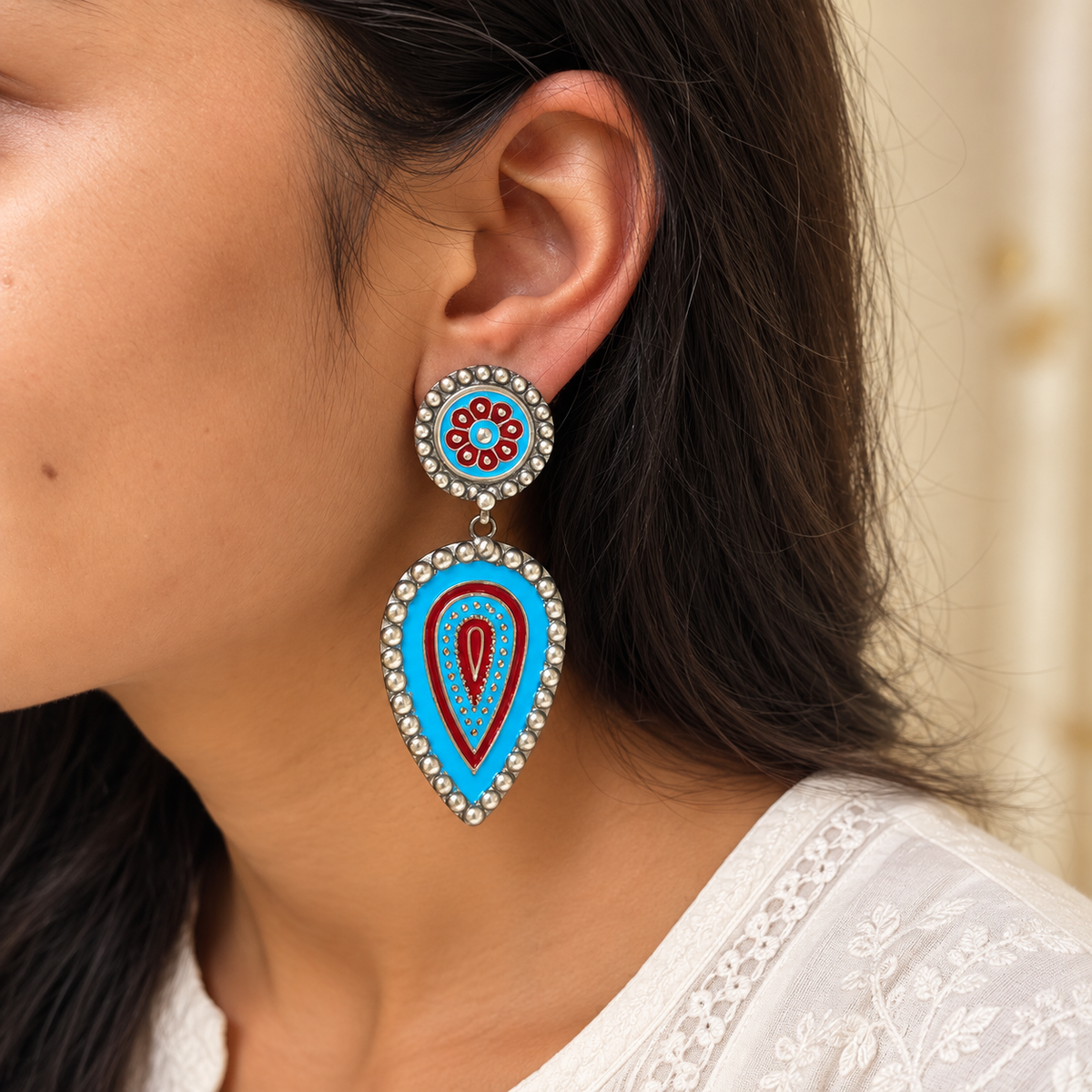 Samstha Enamel Silver 925 Earrings