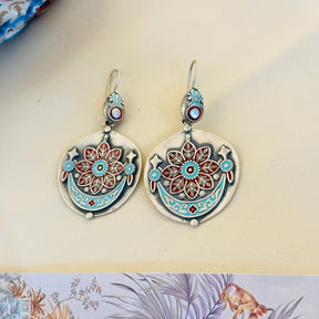 Festive Enamel Silver 925 Earrings