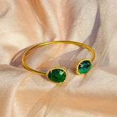 gemstonde Emerald Cuff 18k Gold Plated Silver 925 Bracelet