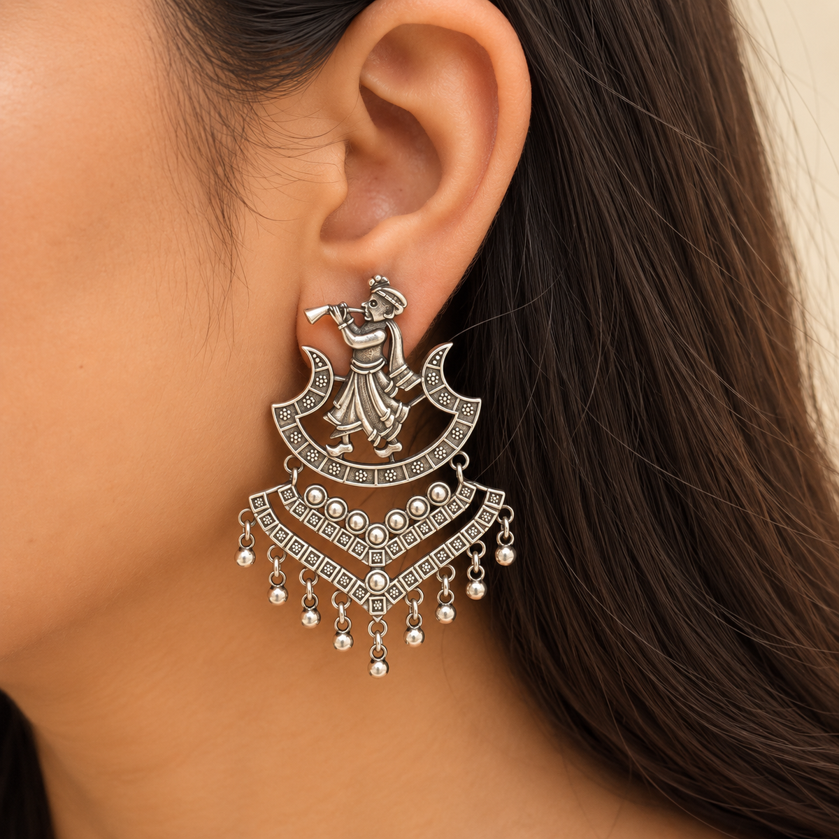 Shehnaai Traditional Silver 925 Earrings