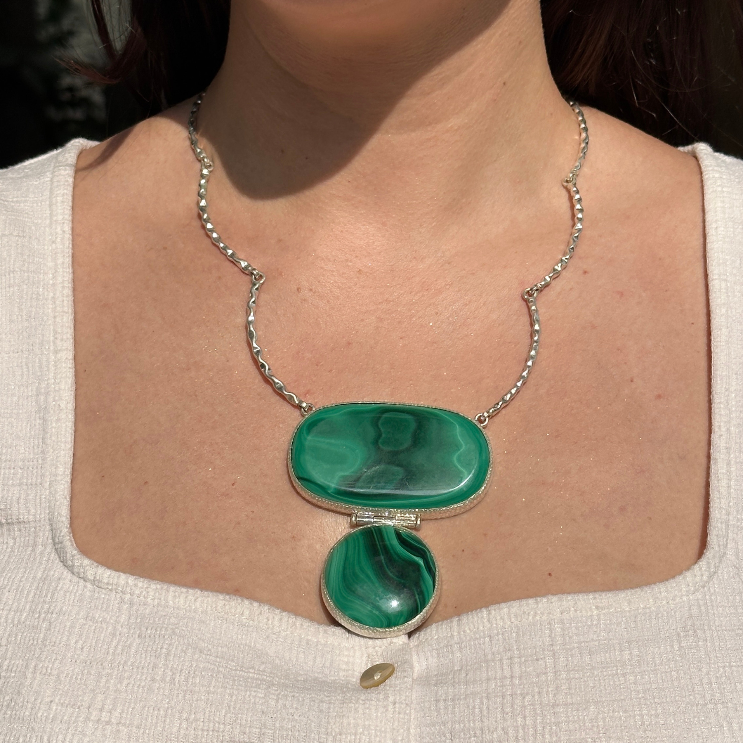 Sterling Silver Malachite Pendant Necklace
