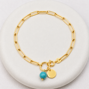 Gem & Initial Silver 925 Bracelet