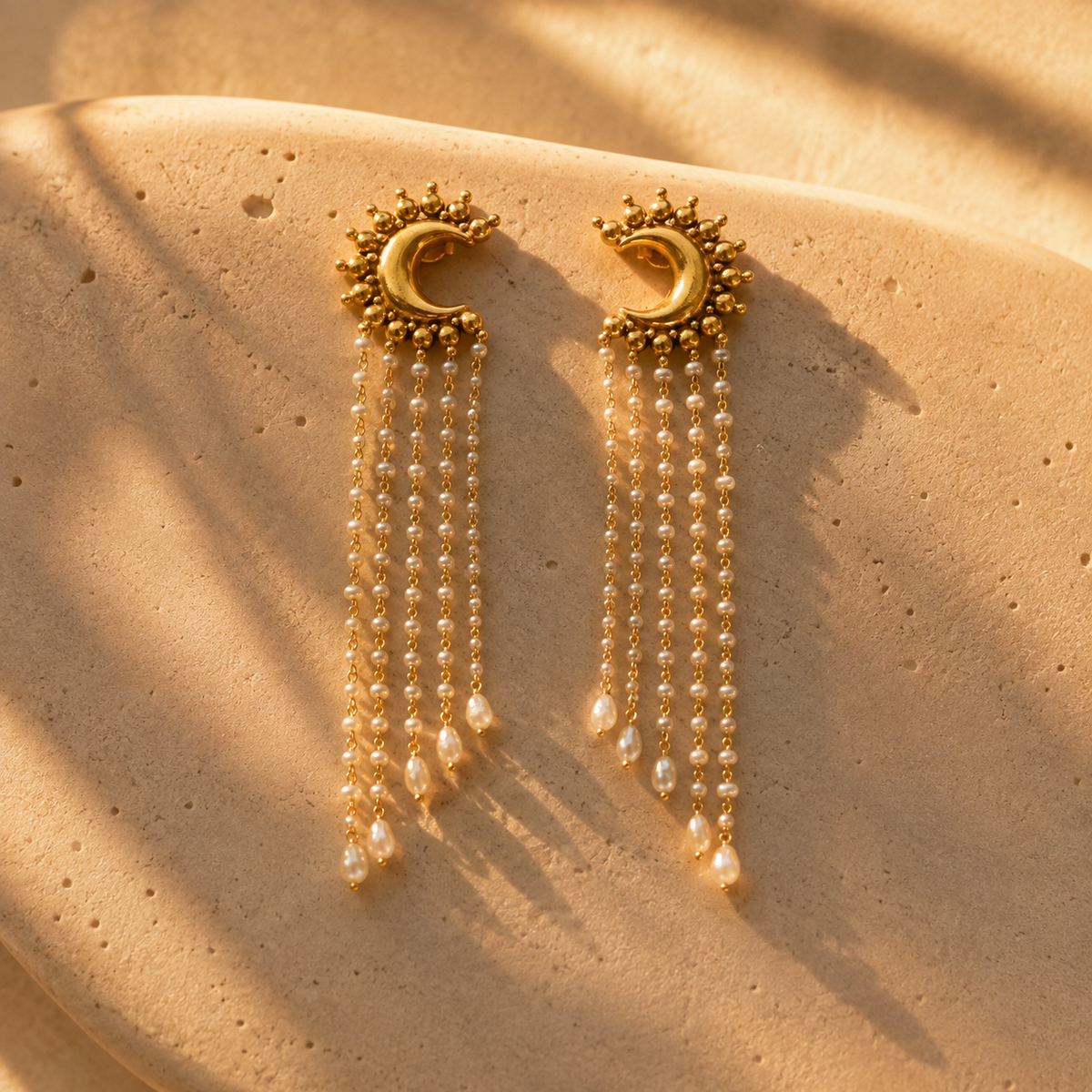 Tarumyi 18K Gold Plated Silver 925 Pearl Drop Earrings