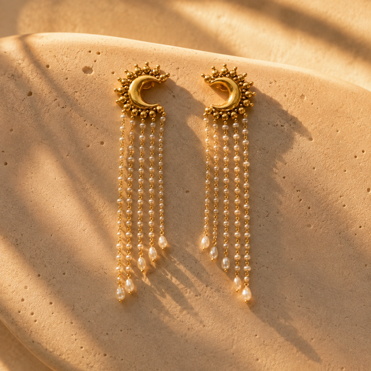 Tarumyi 18K Gold Plated Silver 925 Pearl Drop Earrings