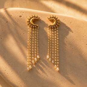 Tarumyi 18K Gold Plated Silver 925 Pearl Drop Earrings