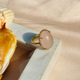 gemstone Rose Quartz 18K Gold Plated Silver 925 Ring