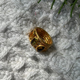Tourmaline Three Stone 18k Gold Plated  Silver 925 Gemstone Ring