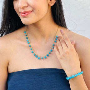 Gemstone Turquoise Beaded Beach Silver 925 Bracelet
