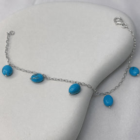 18K gold plated silver bracelet with natural gemstone