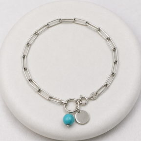 Gem & Initial Silver 925 Bracelet