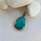 Turquoise stone silver pendant, 7. Handmade turquoise silver pendant for women daily wear
