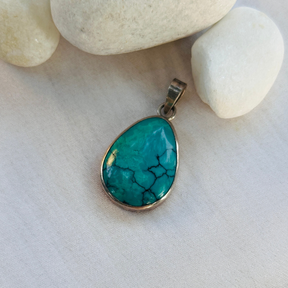 Turquoise stone silver pendant, 7. Handmade turquoise silver pendant for women daily wear
