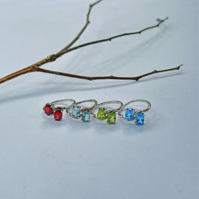 Two stone daily wear Gemstone Silver 925 Ring